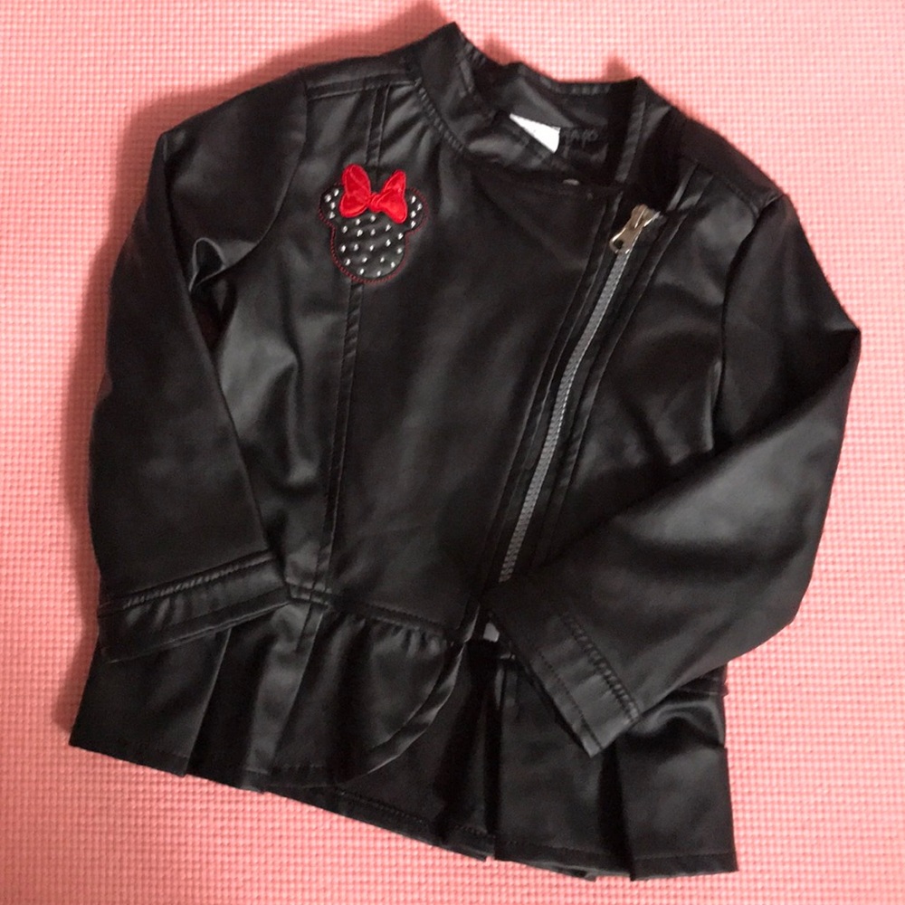 Girl Minnie Mouse toddler Leather jacket .